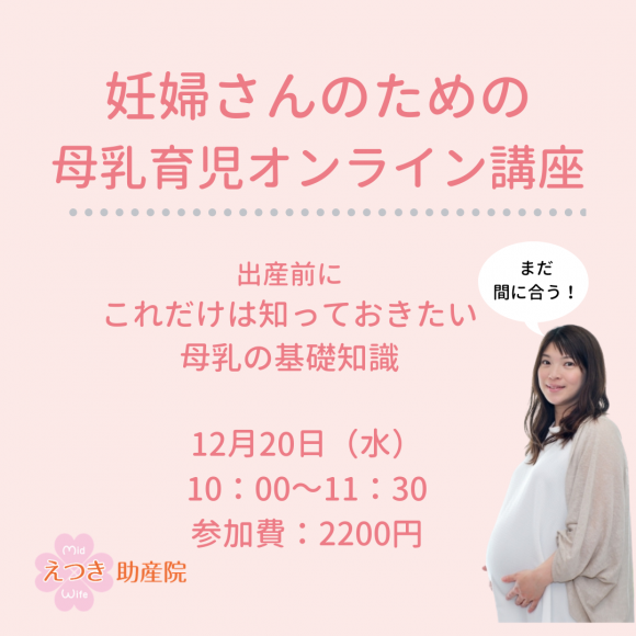 12/20（日）妊婦さんのための母乳育児講座開催！