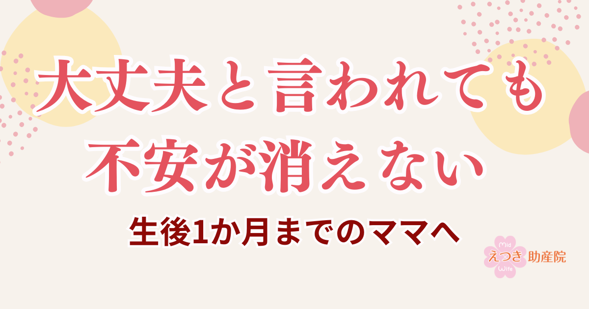 大丈夫と言われても不安が消えない〜産後1ヶ月までのママへ〜